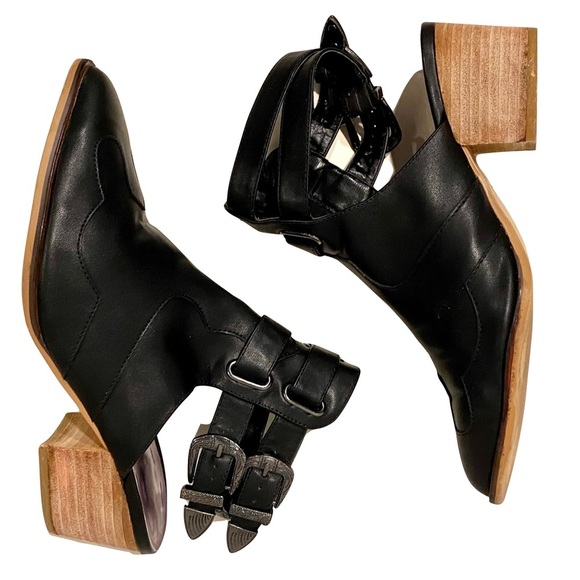 Carlos Santana Black Western Cowboy Booties with Dual Strap Closure Size 8.5 - Picture 4 of 10